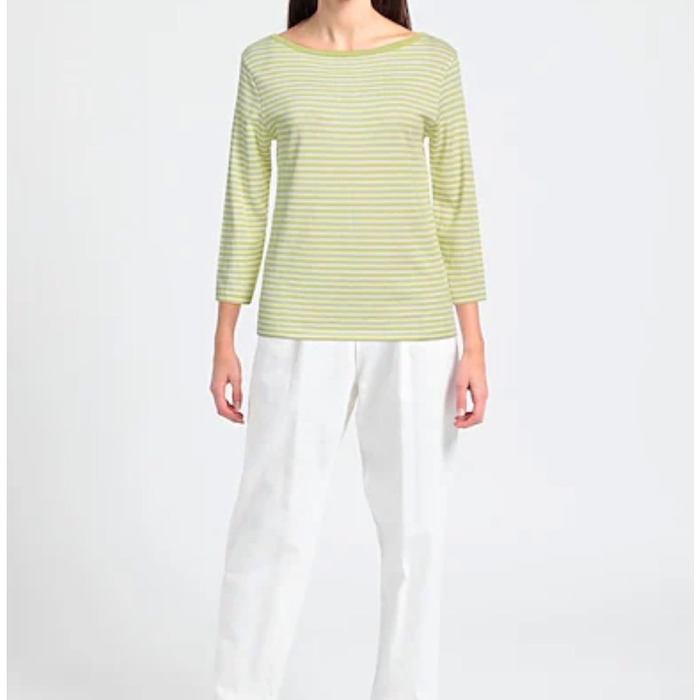 Base Milano Linen Cotton Striped Sweater Top 44 - Picture 4 of 5